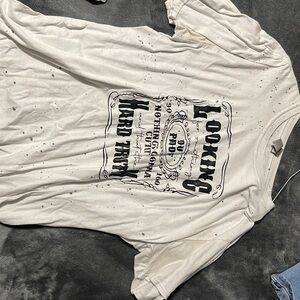 White Graphic T-Shirt with Black Print